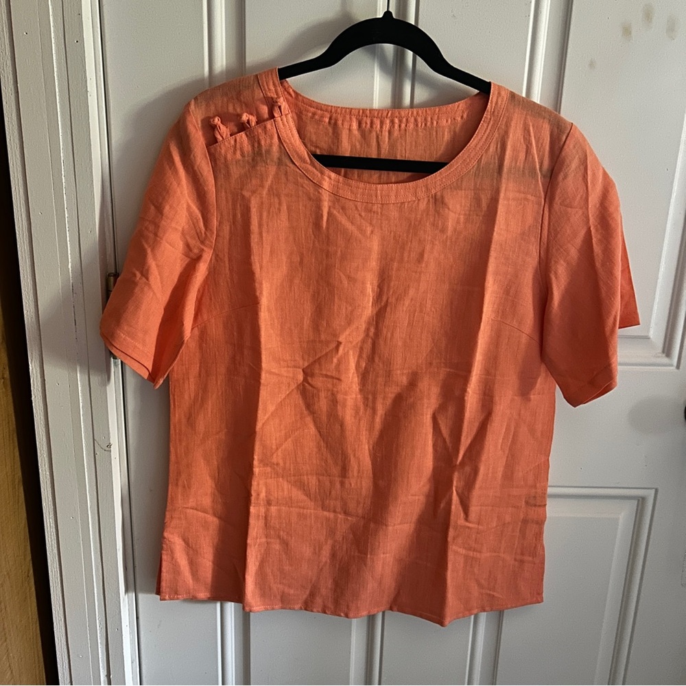Elegant Orange Blouse with Button Detail